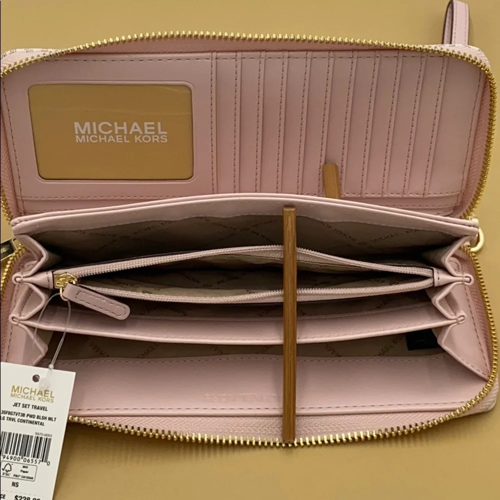 MICHAEL KORS LG CONTINENTAL WALLETS POWDER BLUSH